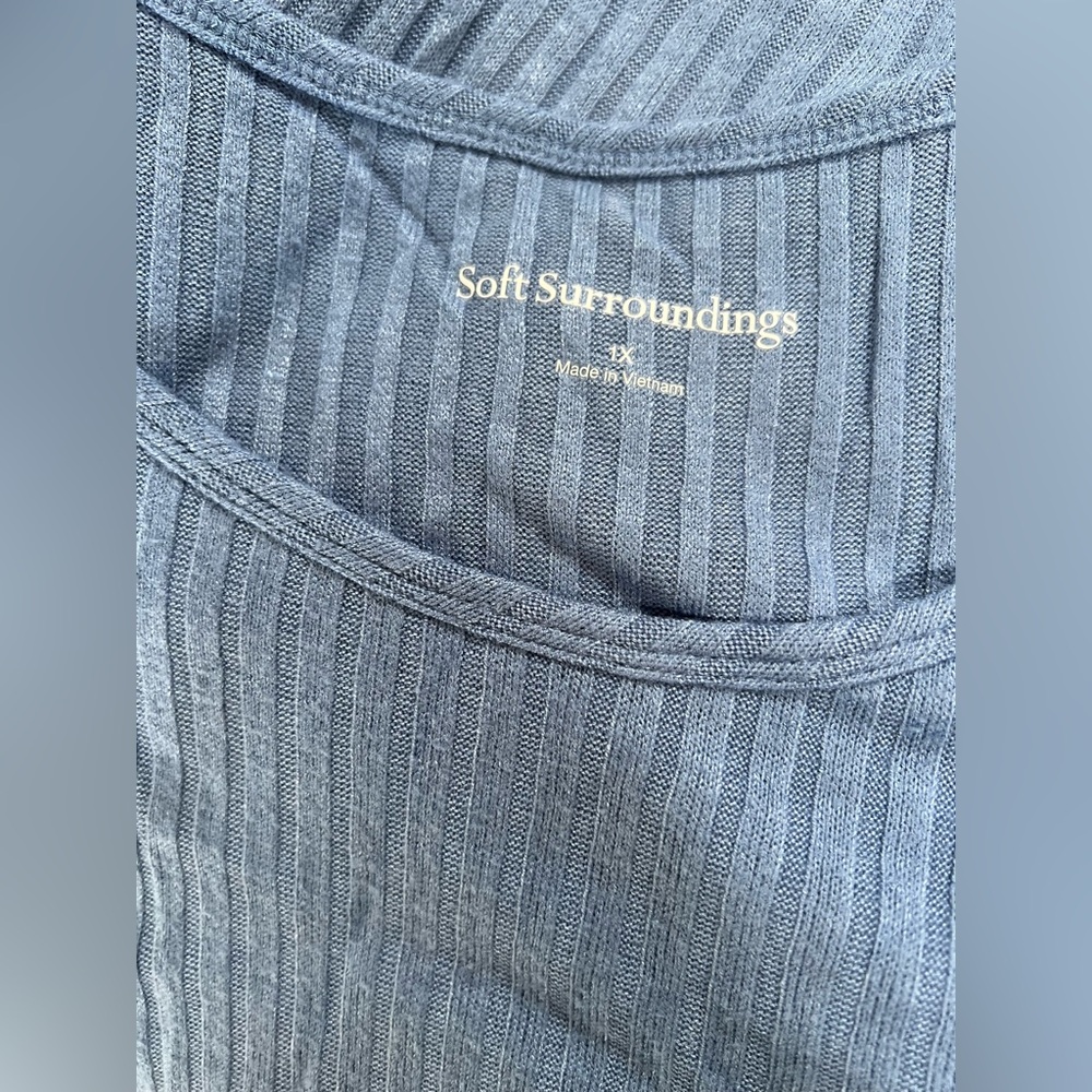 Soft Surroundings Santiago Ribbed Maxi Dress Light Blue Short Sleeve Textured 1X - Picture 5 of 6